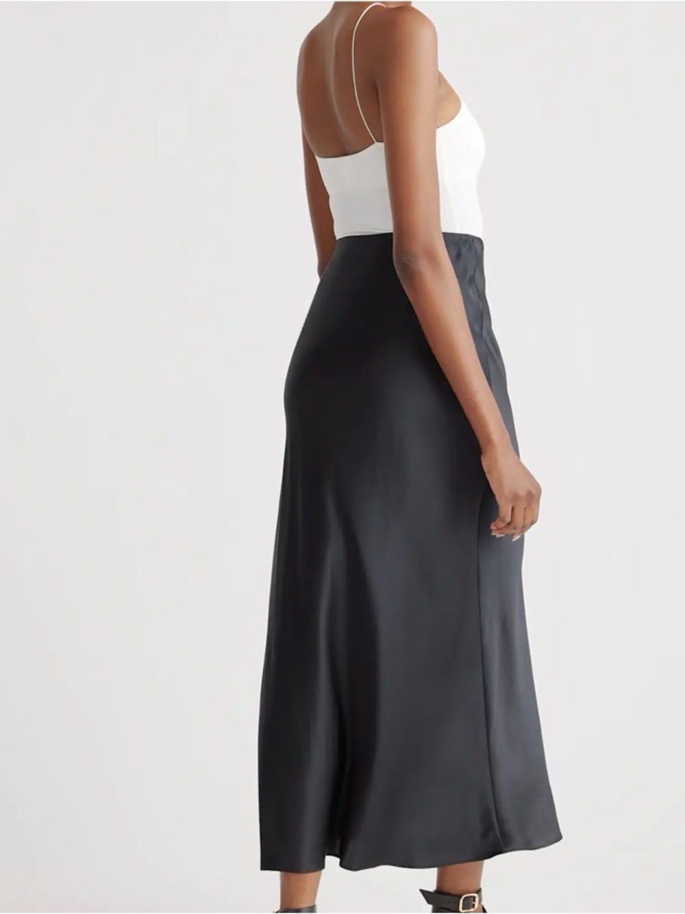 100% washable silk maxi skirt/Black/ XL - Picture 4 of 7